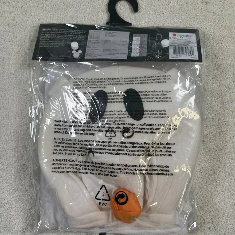 Disguise Zero Nightmare Before Christmas Light Up Costume Size 4-6 Kids White